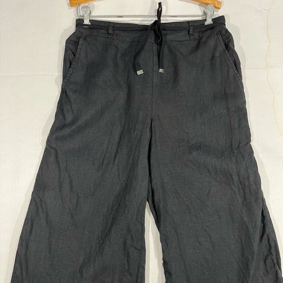 H BY HALSTON WIDE LEG CROP LINEN PANTS - Picture 3 of 14